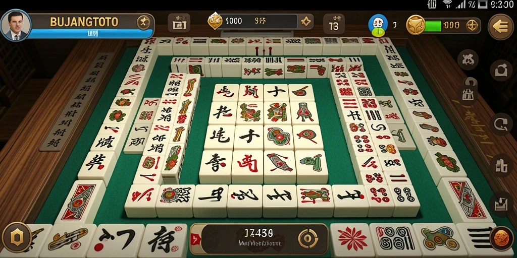 Tampilan gameplay menarik dari BUJANGTOTO dengan ubin Mahjong.