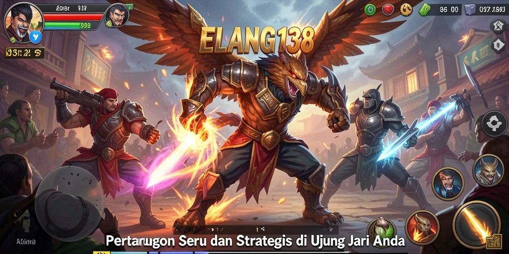 Tampilan seru dari pertarungan di ELANG138 dengan karakter unik.