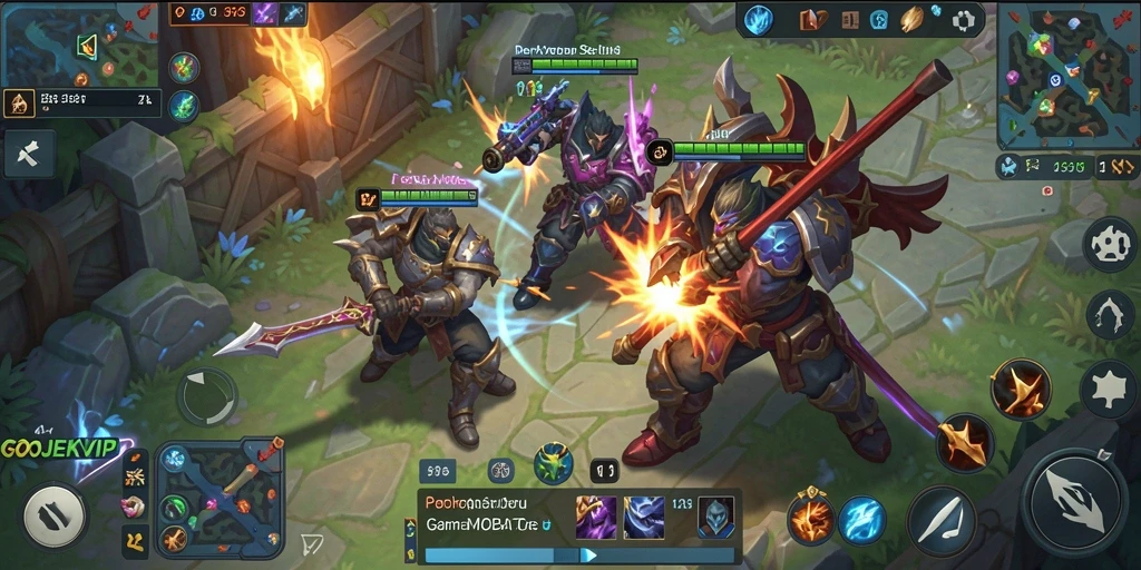 Gameplay mendebarkan dalam game MOBA GOJEKVIP yang penuh aksi.