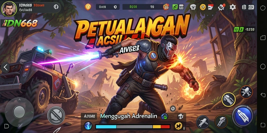 Tangkapan layar utama IDN668 menampilkan pertempuran aksi yang mendebarkan.