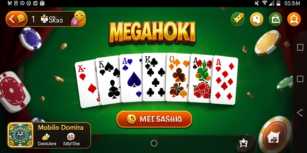 Screenshot utama MEGAHOKI menunjukkan keseruan gameplay Domino.