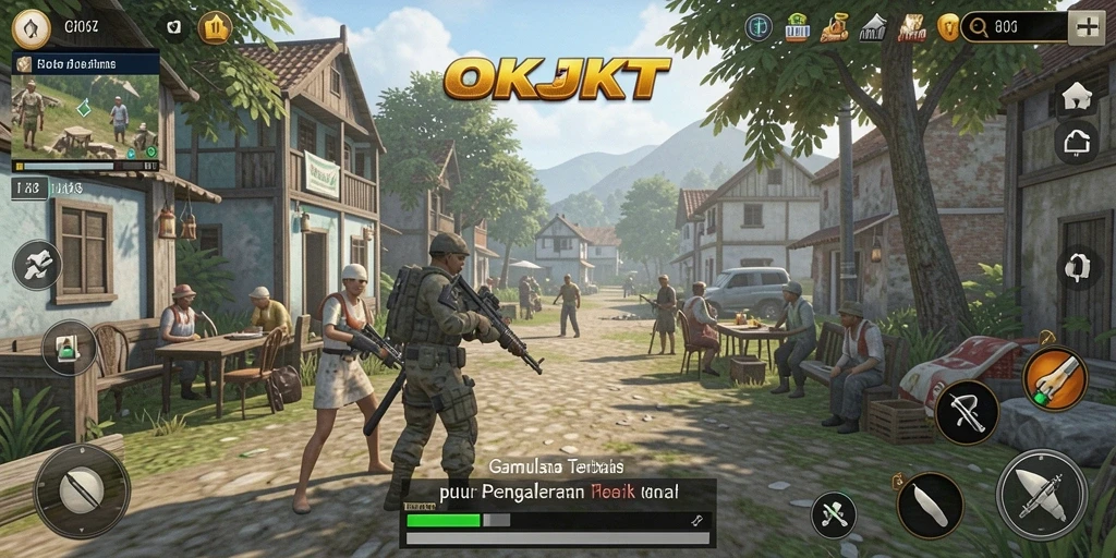 Tangkapan layar gameplay OKJKT yang menunjukkan suasana simulasi yang menarik.