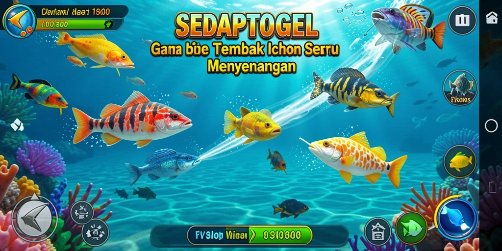 Gameplay SEDAPTOGEL menampilkan aksi menembak ikan yang mengasyikkan.