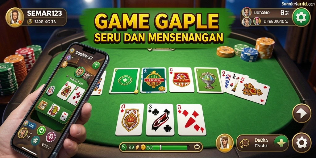 Tampilan seru gameplay Gaple di SEMAR123 dengan desain kartu yang menarik.